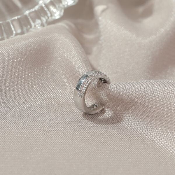 

1pc Rhinestone Decor Ear Cuff, Silver