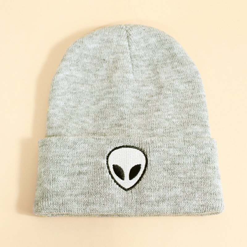 

Alien Embroidery Beanie, Grey