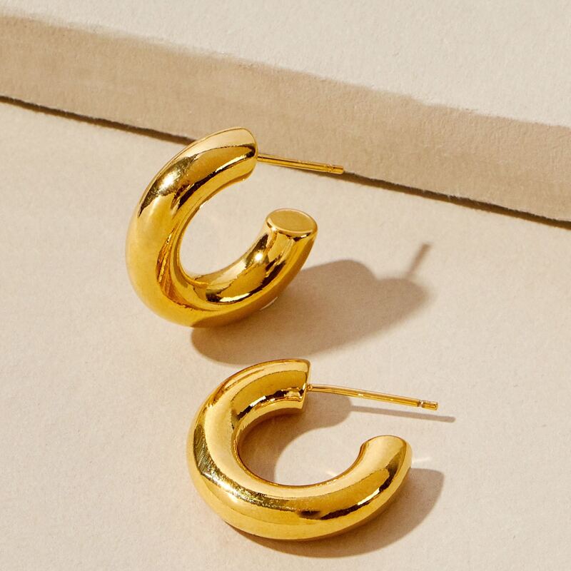 

Metal Cuff Hoop Earrings, Gold
