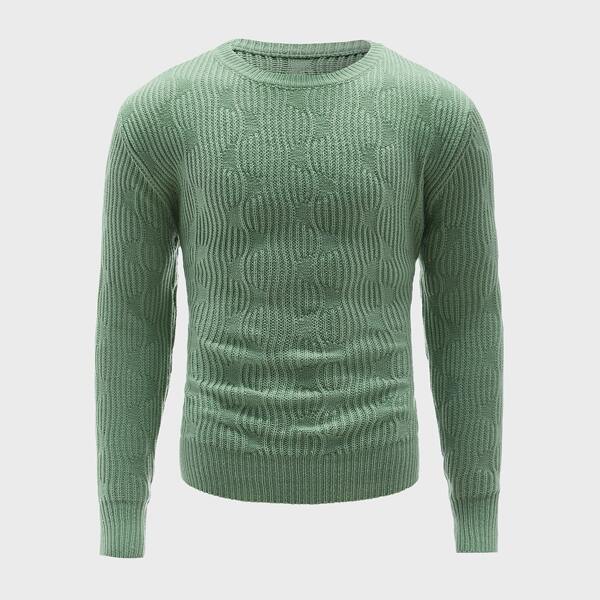 

Men Argyle Knit Crew Neck Sweater, Mint green