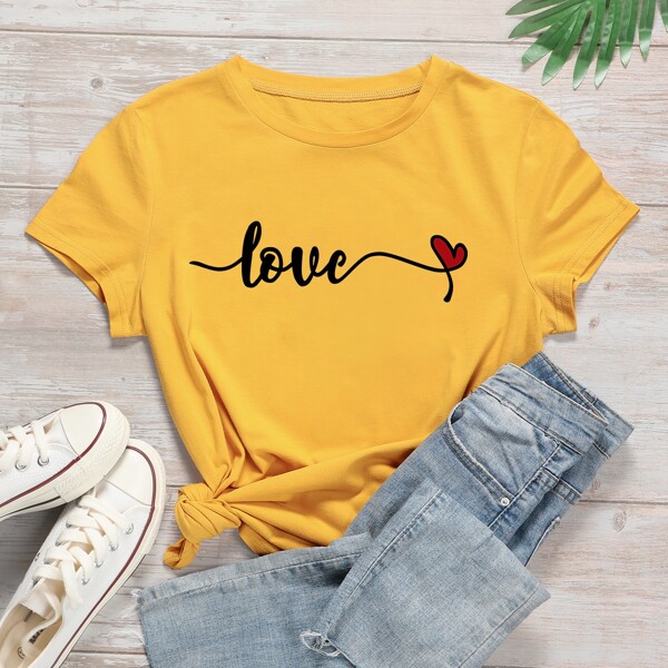 

Plus Heart And Letter Graphic Tee, Yellow