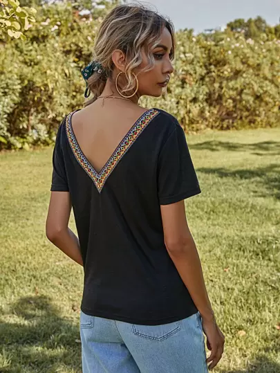 Вышивка Этнический Повседневный Футболки - Что заказывают на SHEIN итальянки?