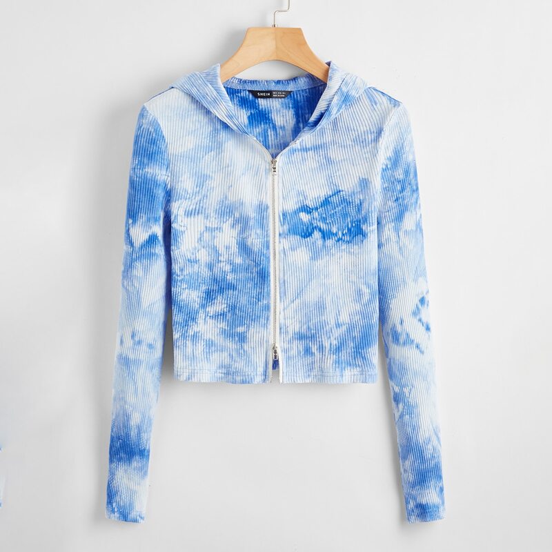 

Tie Dye Zipper Front Hoodie, Multicolor