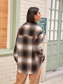 Abrigo con botón con bolsillo con solapa de cuadros - Multicolor - Ver 2