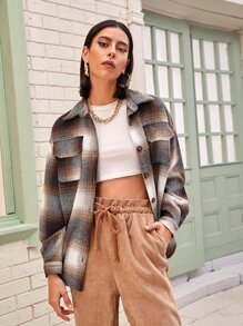 Abrigo con botón con bolsillo con solapa de cuadros - Multicolor - Ver 6