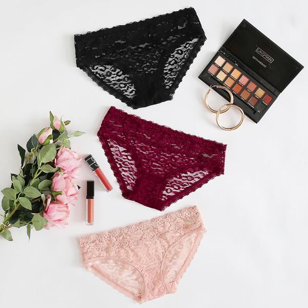 

3pack Floral Lace Panty Set, Multicolor