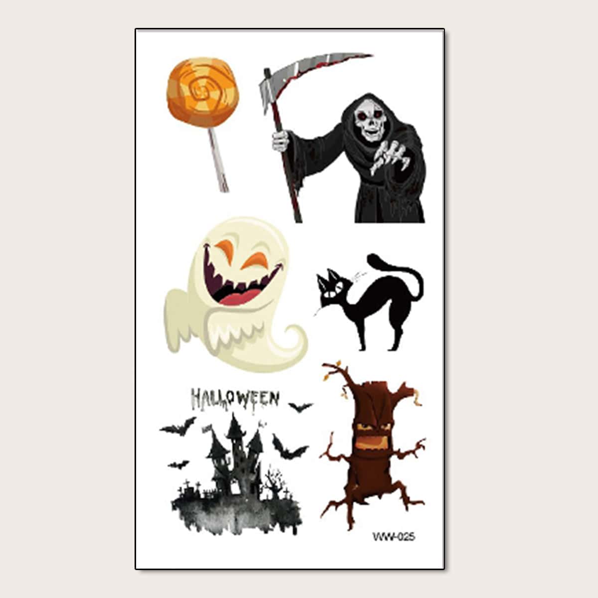 

1pc Halloween Pattern Tattoo Sticker, Multicolor
