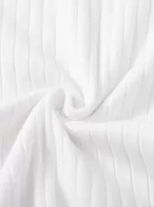 Muchica 生菜邊羅紋針織包臀洋裝 - 白色 - 查看 3