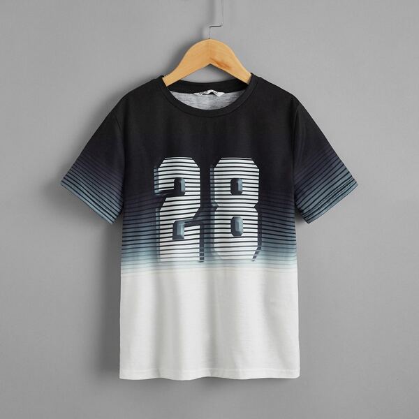 

Boys Number Print Ombre Tee, Multicolor