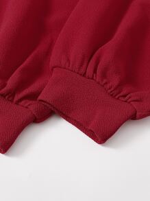 SHEIN EZwear Sunflower Embroidery Pullover - Burgundy - View 3
