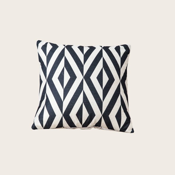

Chevron Pattern Cushion Cover Without Filler, Black and white
