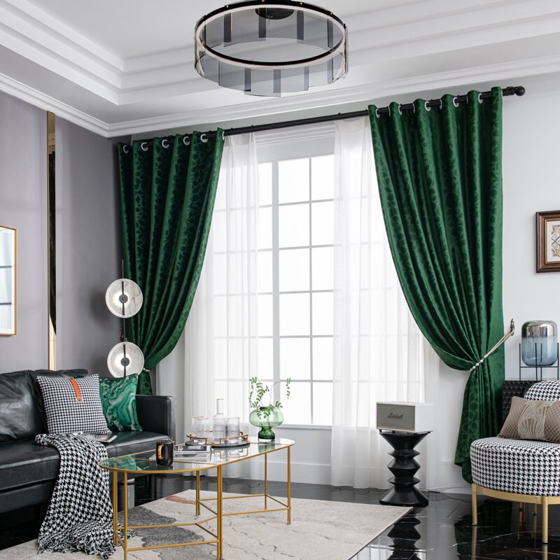 

1pc Plain Blackout Curtain, Green
