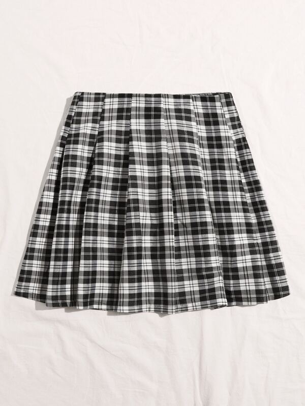 plaid pleated skater skirt