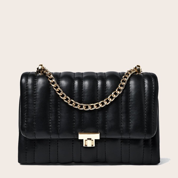 

Stitch Detail Chain Bag, Black