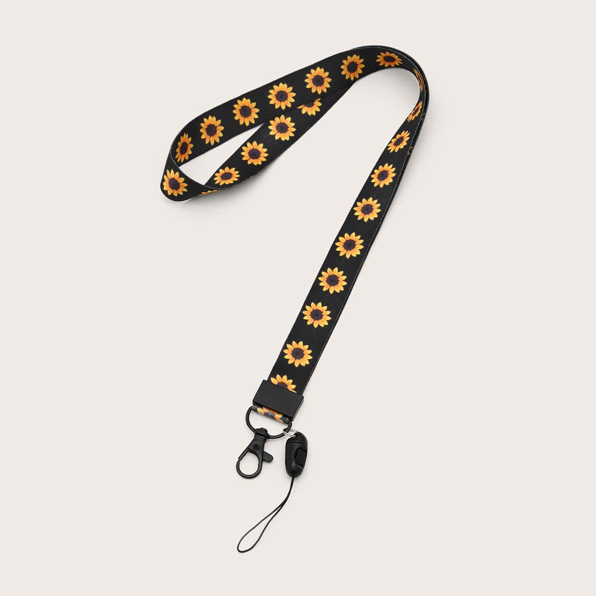 

Sunflower Phone Lanyard, Black