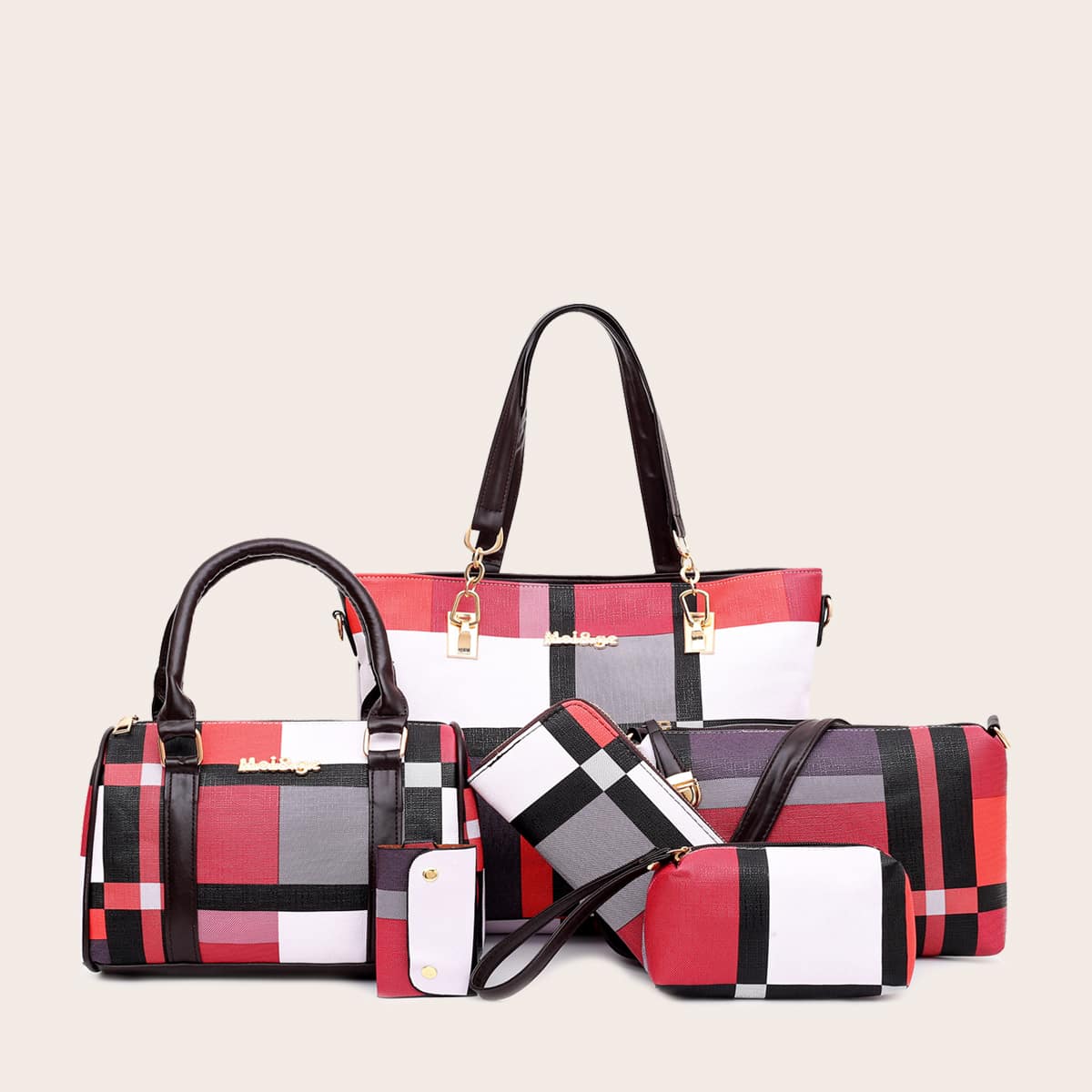 

6pcs Color Block Bag Set, Multicolor