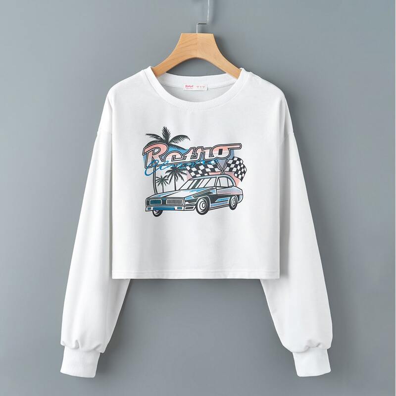 

Car Graphic Crop Sweatshirt, White