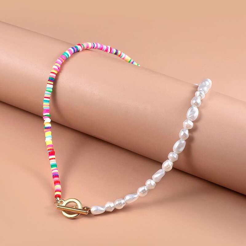 

Faux Pearl & Layered Circle Choker, Multicolor