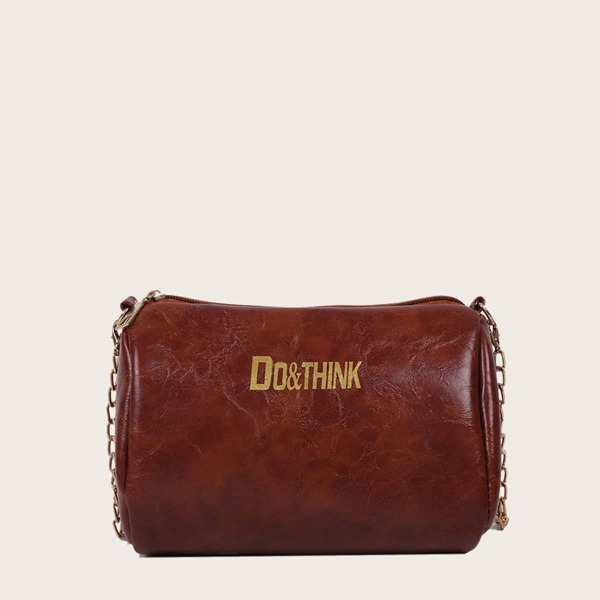 

Girls Letter Graphic Chain Bag, Brown