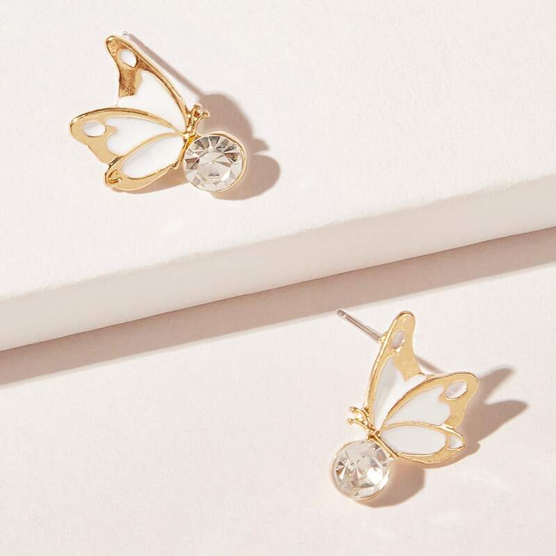 

Butterfly Stud Earrings, White