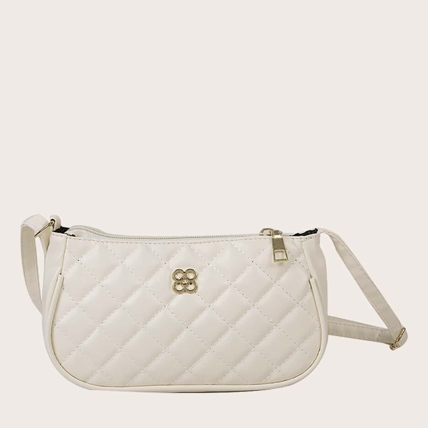 

Girls Metal Decor Quilted Crossbody Bag, Beige