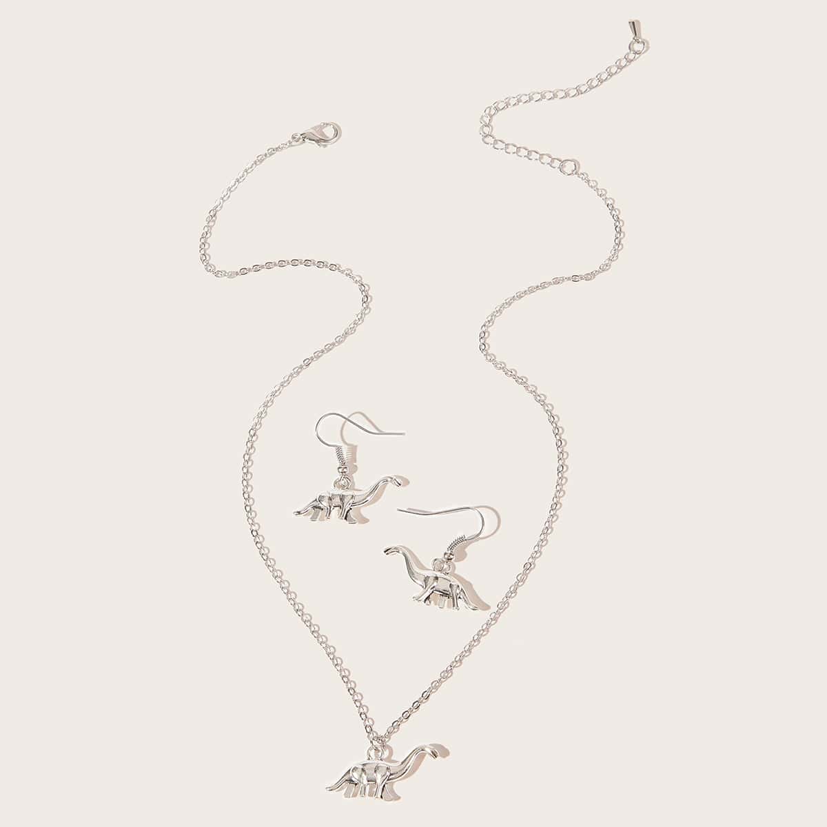 

3pcs Dinosaur Jewelry Set, Silver