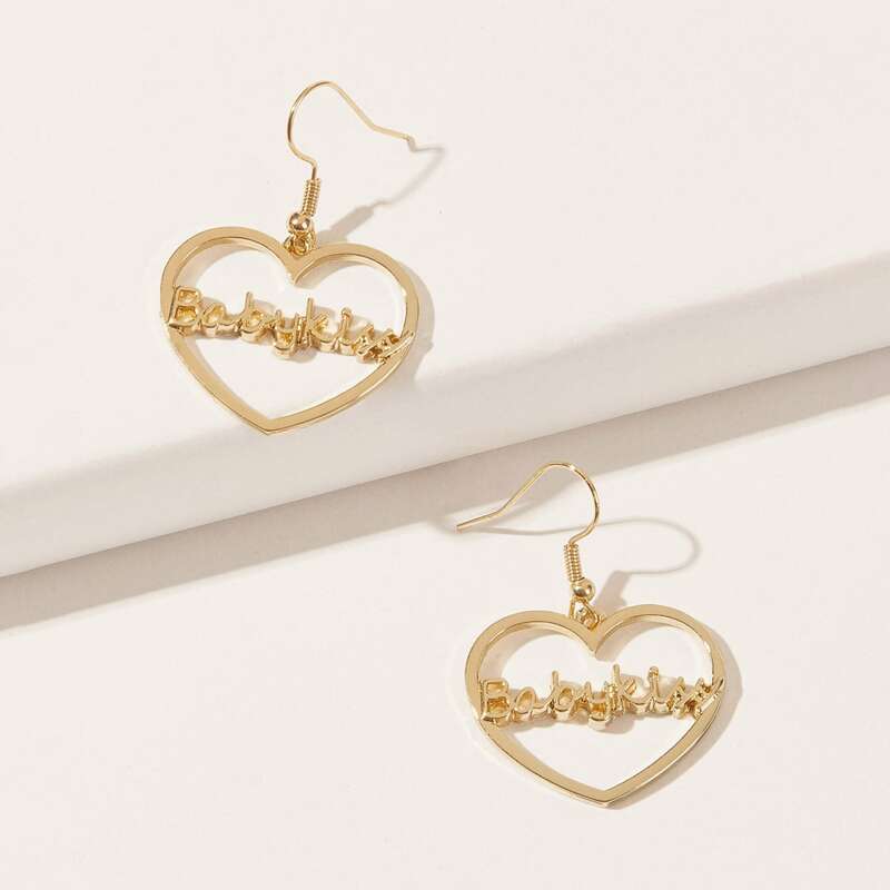 

Heart Drop Earrings, Gold