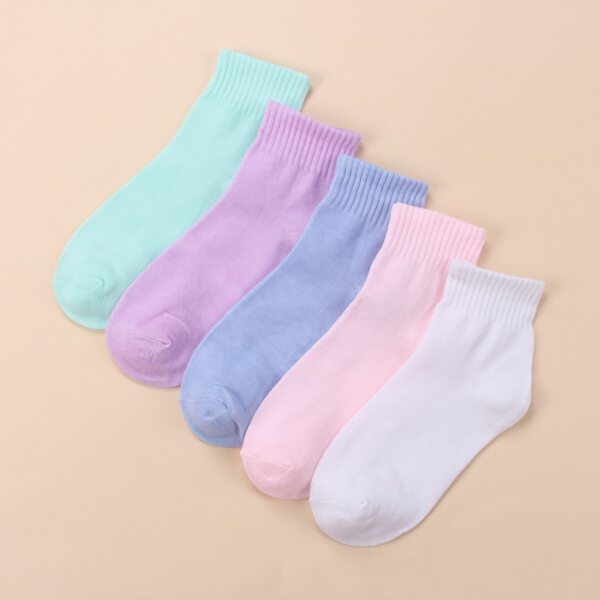 

5pairs Simple Plain Socks, Multicolor