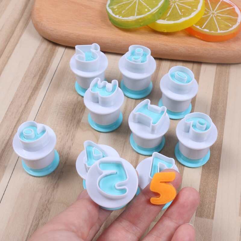 

10pcs Digital Spring Biscuit Mold Set, Multicolor