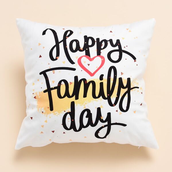 

Slogan Graphic Cushion Cover Without Filler, White