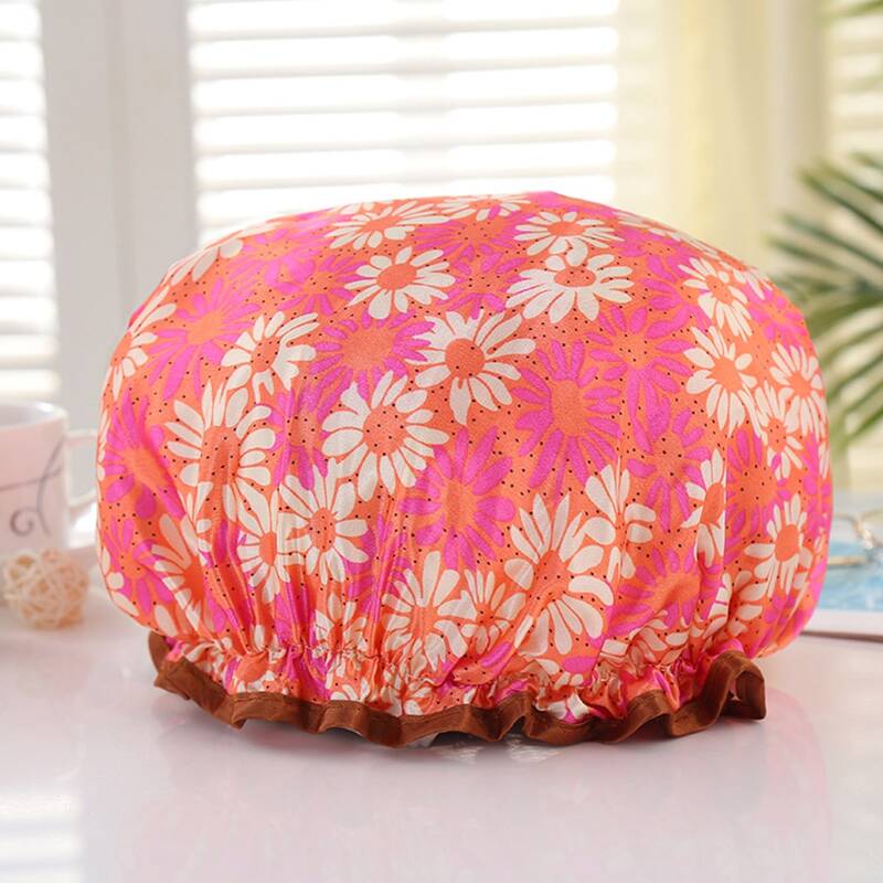 

Flower Print Shower Cap, Red