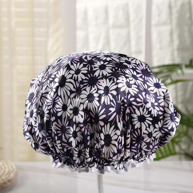 

Flower Print Shower Cap, Royal blue