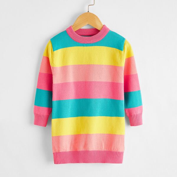 

Toddler Girls Rainbow Striped Sweater Dress, Multicolor