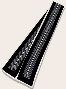 Striped Pattern Skinny Scarf - Black - View 2