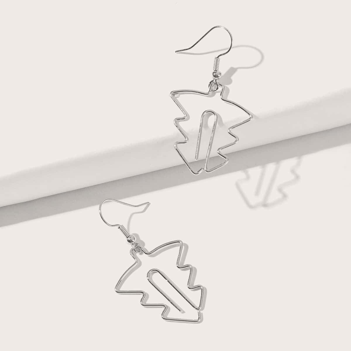 

Tree Drop Earrings, Silver