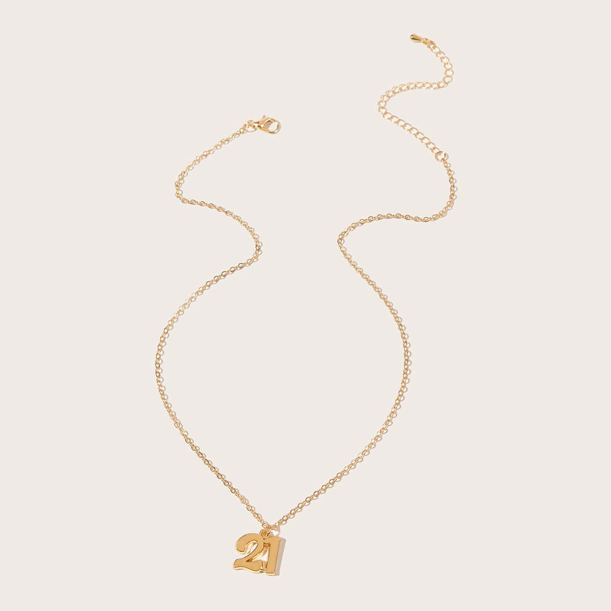 

Number 21 Pendant Necklace, Gold