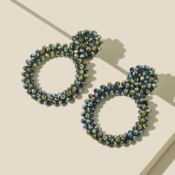 

Beaded Round Charm Drop Earrings, Gold