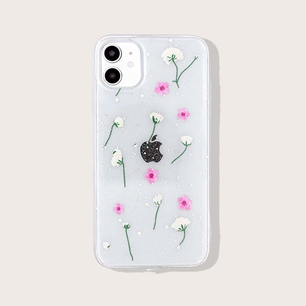

1pc Flower Pattern iPhone Case, Multicolor