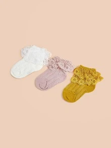 3 perechi de șosete cu dantelă pentru bebeluși - Multicolor - Vizualizare 2