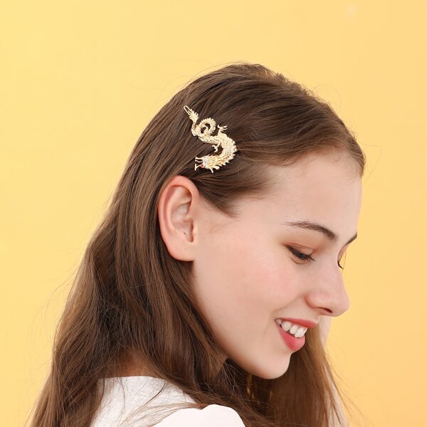 

Dragon Decor Hair Clip, Gold