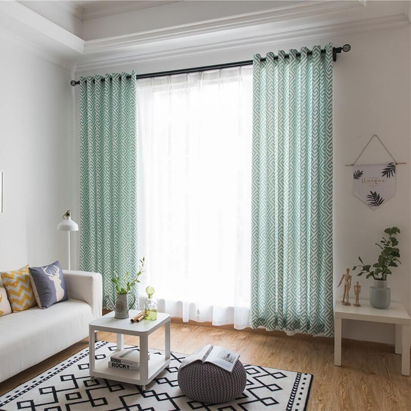 

1pc Geometric Pattern Curtain, Multicolor