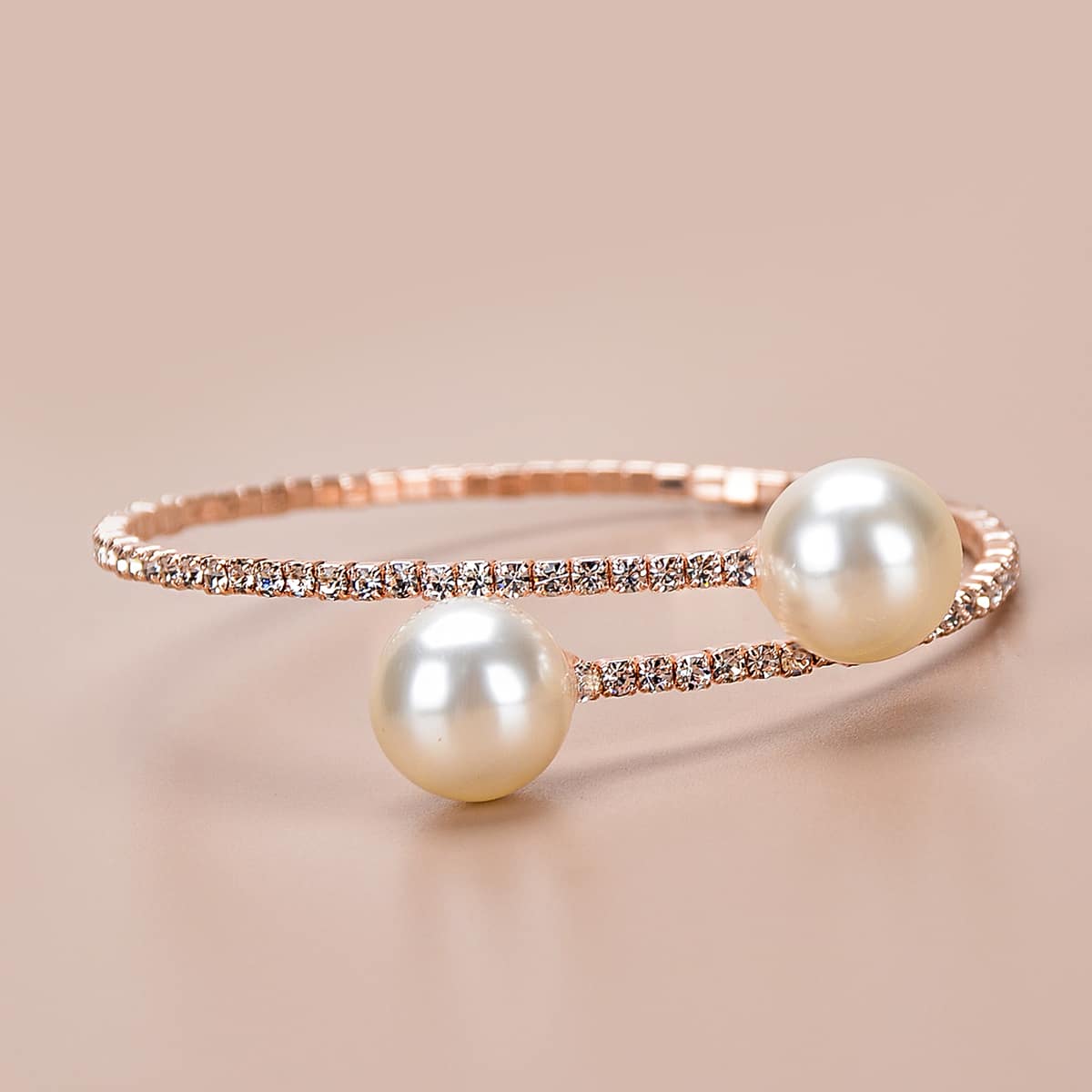 

Faux Pearl Decor Rhinestone Bracelet, Gold