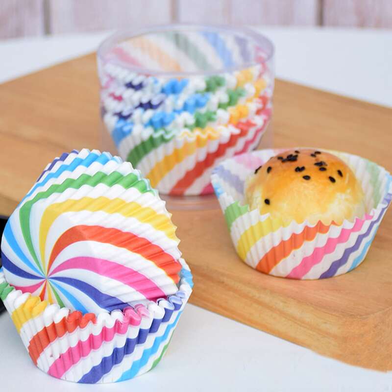 

100pcs Paper Cup Cake Tray, Multicolor