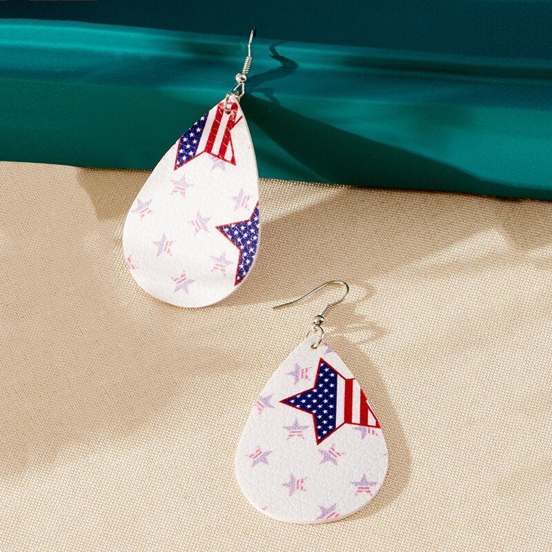 

American Flag Water Drop Earrings, Multicolor
