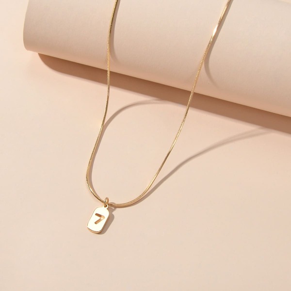 

Number Charm Necklace, Gold