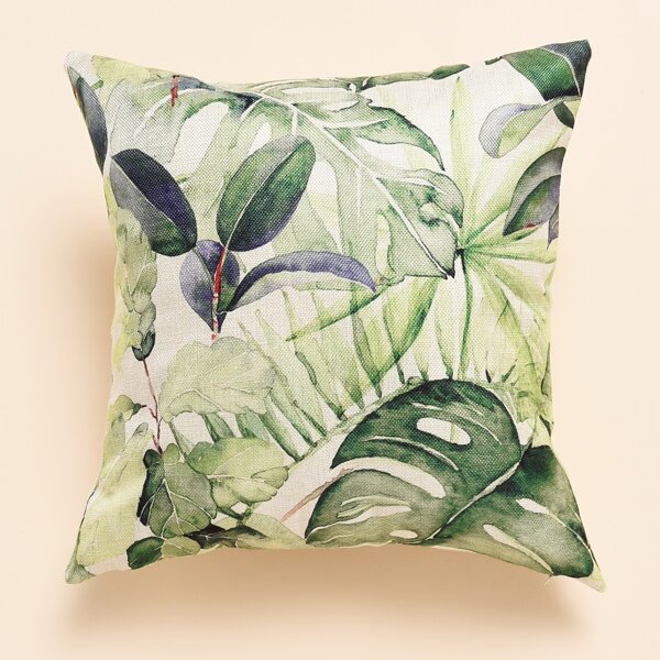 

Leaf Print Cushion Cover Without Filler, Multicolor