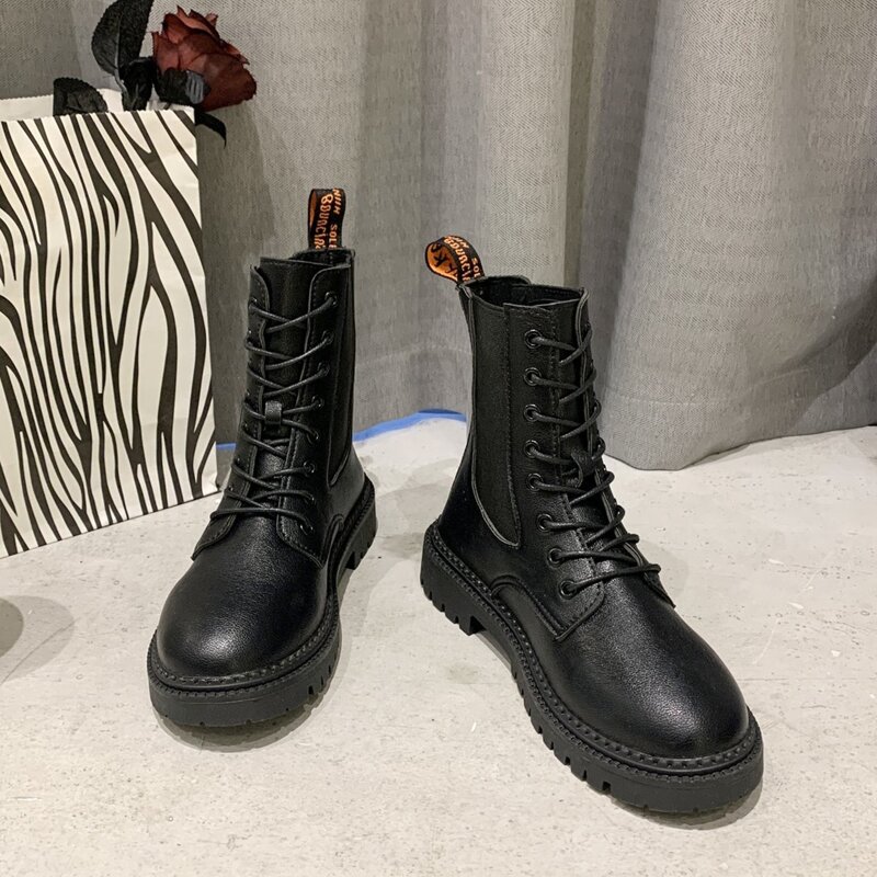 

Lace-up Front Combat Boots, Black