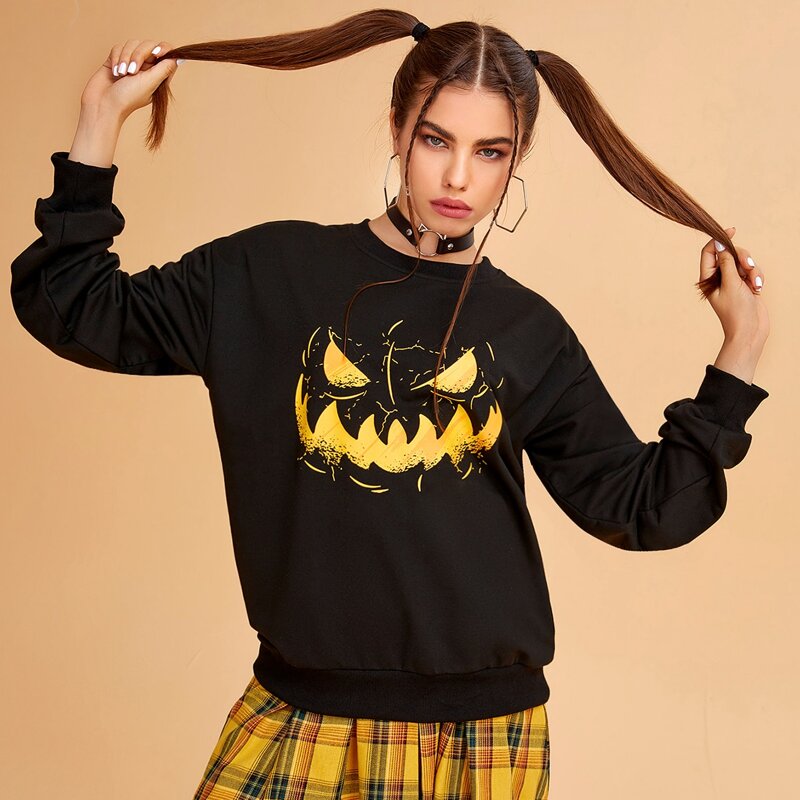 

Graphic Drop Shouler Sweatshirt, Black