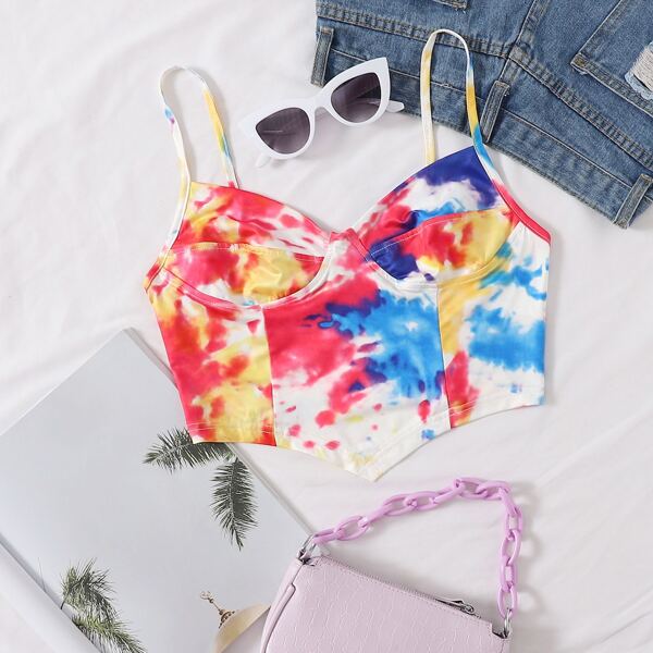 

Tie Dye Bustier Cami Top, Multicolor
