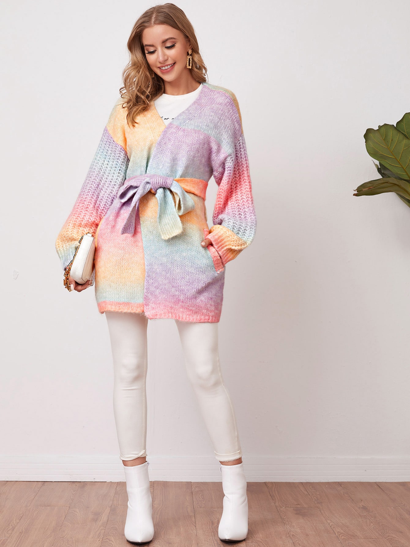 Drop Shoulder Slant Pocket Tie Dye Cardigan thumbnail